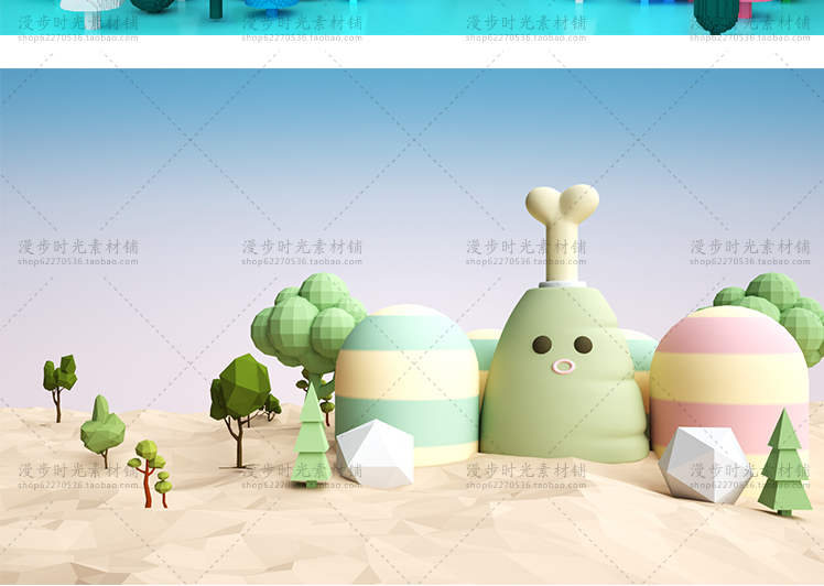 C4D模型场景小岛屿山景工程源文件设计素材