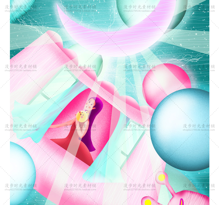 唯美插画探险少女