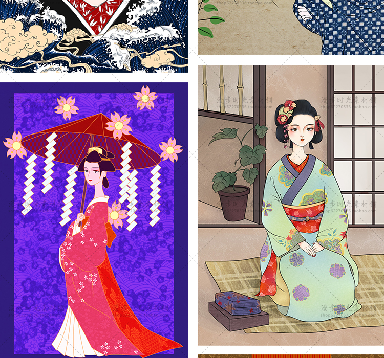 日本浮世绘和服海报图案