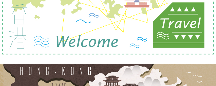 50款HongKong香港旅行旅游地图地标建筑美食矢量AI设计素材