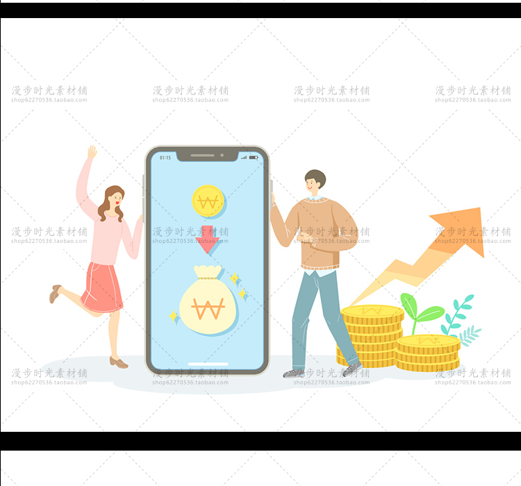理财插画PSD分层设计素材图