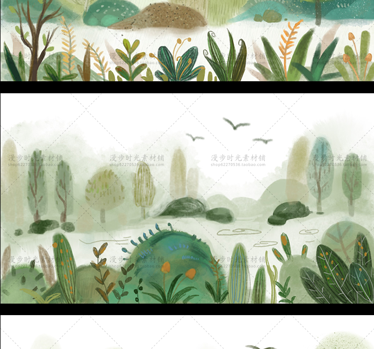 清新手绘森林风景