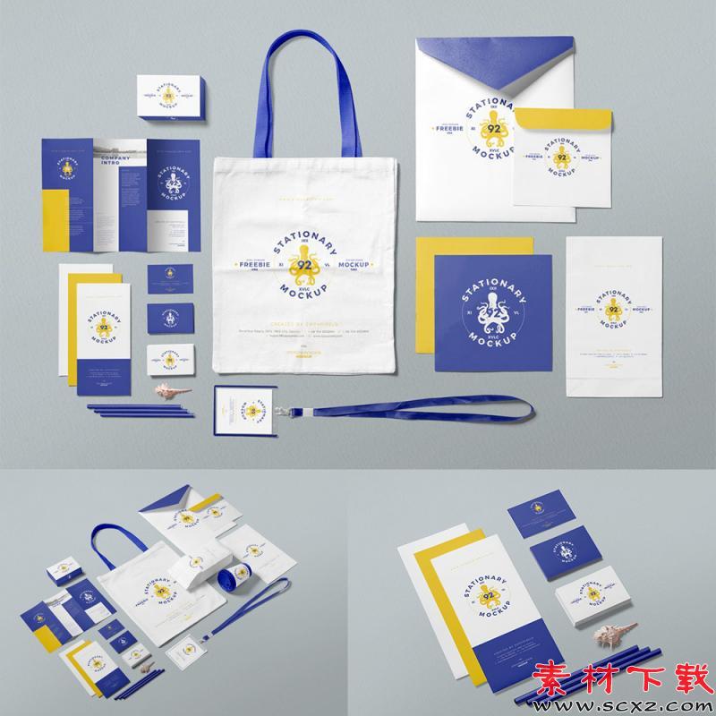 品牌VI提案整套品牌展示样机效果图设计PSD智能贴图素材