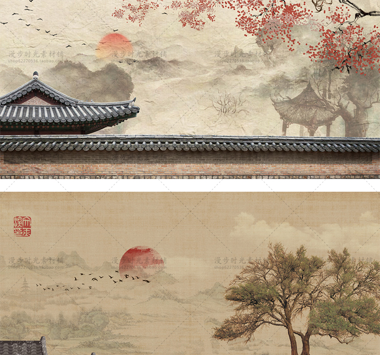 中式背景墙素材模板