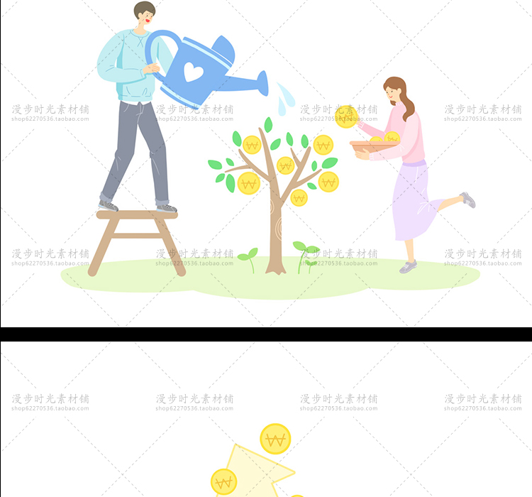 理财插画PSD分层设计素材图