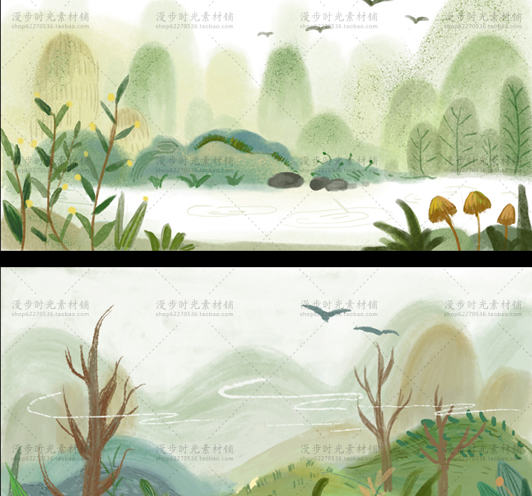 清新手绘森林风景