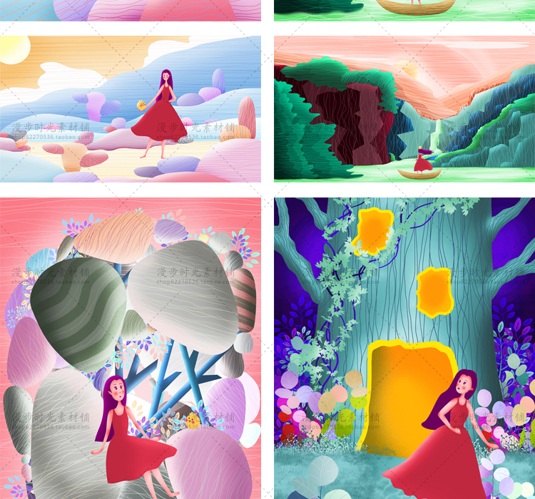 唯美插画探险少女